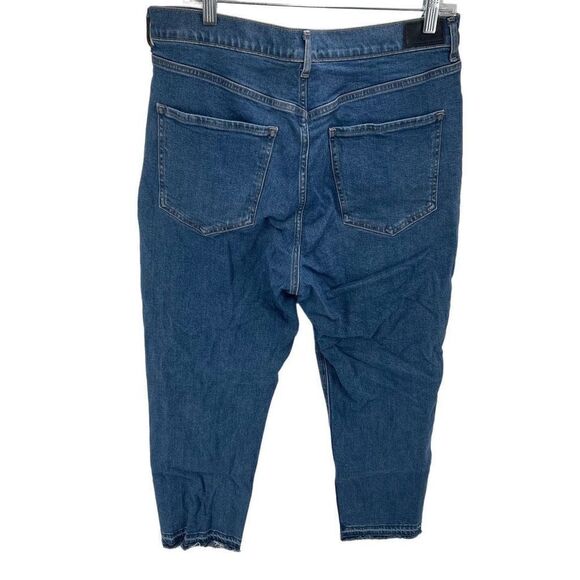 Express Womens Super High Rise Jeans Mom Button Fly Stretch 14 Regular Blue - Picture 11 of 11